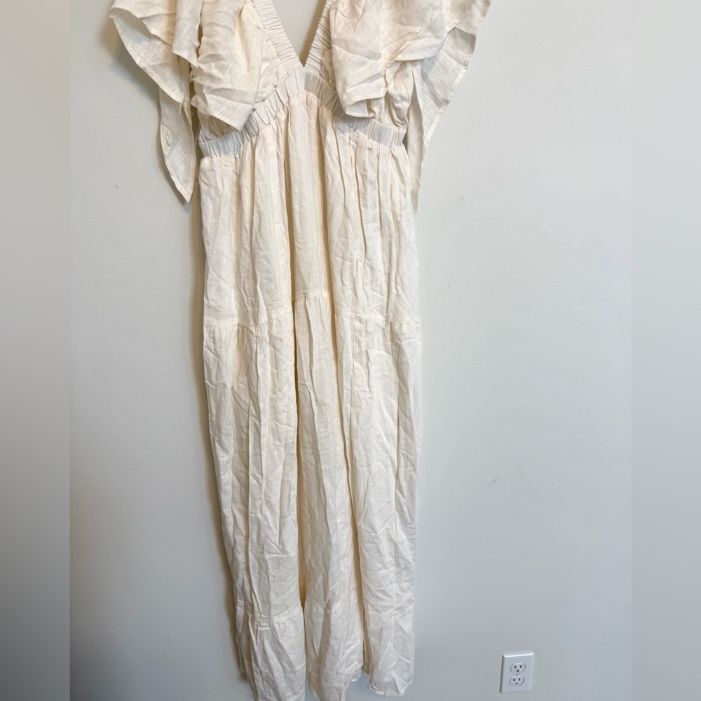 Showpo Lyrad Empire Waist Textured Maxi Dress White NWT US 10 Boho - Picture 7 of 12